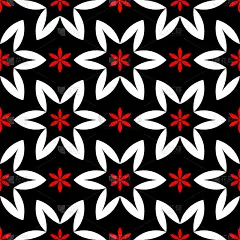 花卉无缝模式。黑红白背景