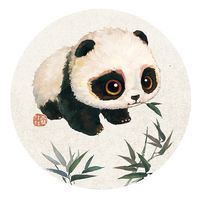 【熊猫与竹】——荷花篇2.0竹叶版，熊猫...