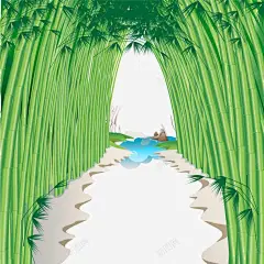 手绘竹林