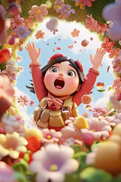 儿童形象穿越隧道玩耍