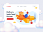 I'm Hungry. Food Delivery Illustrations I maize airplane sky bird plane food delivery pizza landingpage vector design 2d art ui8 ui illustration