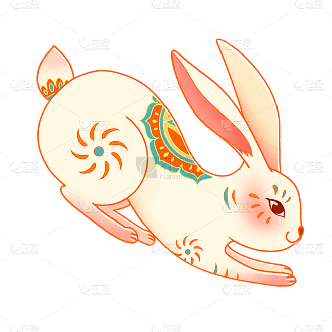 国潮风春节兔子元素贴纸