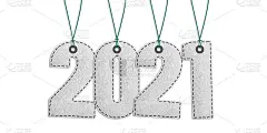 2021年刻字-逼真的缝制毛毡3d插图-在白色背景上与剪切路径隔离
