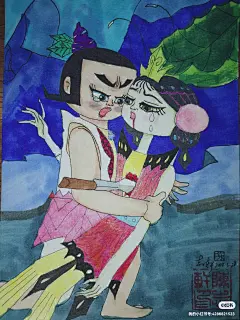 手绘葫芦娃小金刚和小蝴蝶