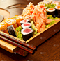 寿司,垂直画幅,褐色,无人,生食,膳食,海产,生姜,肉,白色