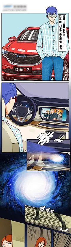 汽车漫画风长图-源文件