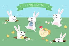 可爱的,贺卡,复活节,鸡蛋,春天,兔子,节日,幸福,季节,粉色