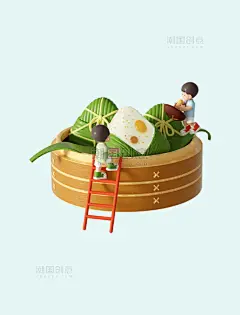 3D立体端午端午节创意人物粽子