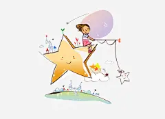 卡通小星星免抠素材_新图网 https://ixintu.com 卡通 小女孩 小星星