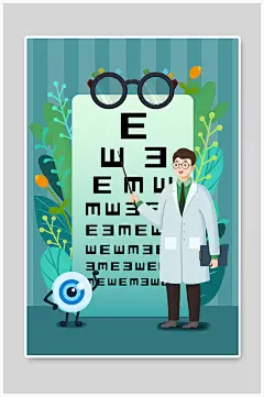 检查视力保护预防近视爱眼人物插画-众图网