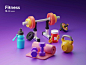 Fitness 3d icon set | kit8.net
