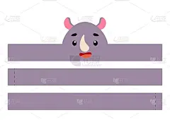 可打印犀牛纸皇冠。派对头带模切模板为生日，圣诞节，婴儿送礼。娱乐的有趣配件。打印、剪切和粘合。矢量插