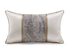 元熙壹品 现代/新中式样板房/沙发靠包/米白色拼抽象金咖色装饰枕: