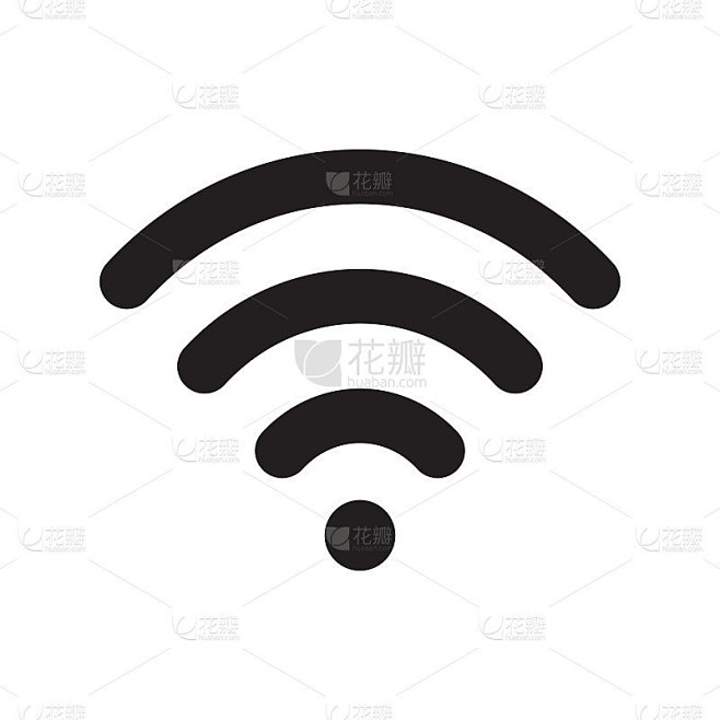 无线网络图标。Wifi的象征。无线网络连接标志。简单的平面形状标志。白色背景上孤立的黑色剪影。矢量插