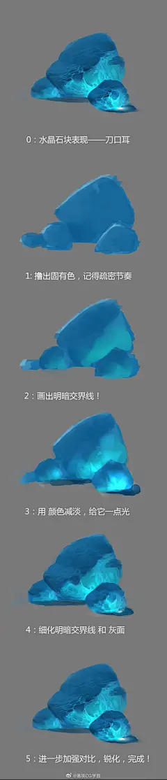 宝石水晶的绘制方法 #材质# #绘画资料参... 来自画境CG学园 - 微博