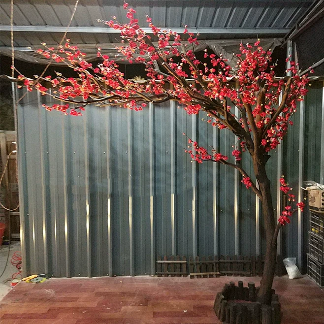 仿真梅花树 红梅花 腊梅树新年许愿树装饰...