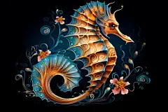 海马八爪鱼海底世界海洋生物插画