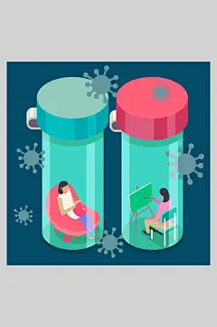 简约绘画高端大气手绘医疗病毒插画