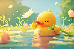 小鸭卡通小动物玩水度夏