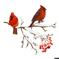 树枝 冬日 浆果 冬天 海报 圣诞节节日插画插画绘画