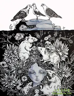 Julliane 手绘插画欣赏 黑白插画 黑白 骷髅 装饰插画 神话 涂鸦 手绘 圣经 