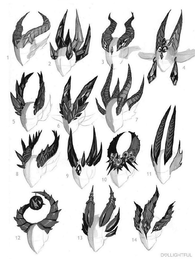 恶魔的角 各式角参考
#绘画教程# ✨#...