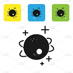 行星,分离着色,图标,黑色,白色背景,现代,天王星,地球形,冥王星,天空