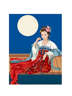 嫦娥奔月情浓中秋喜迎中秋插画图片