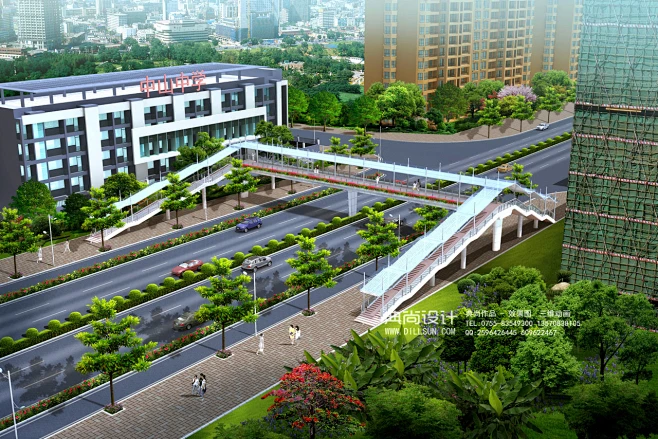 1a中山大道天桥方案一（日景） 人行天桥过街效果图图片_人行天桥效果图图片素材-花瓣网