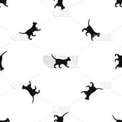 黑色,式样,猫,几何形状,白色,可爱的,性格,自然美,友谊,重复