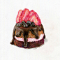 【彩铅甜品】草莓蛋糕1