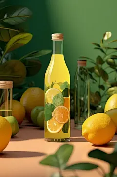 AI数字艺术饮料瓶包装样机模型