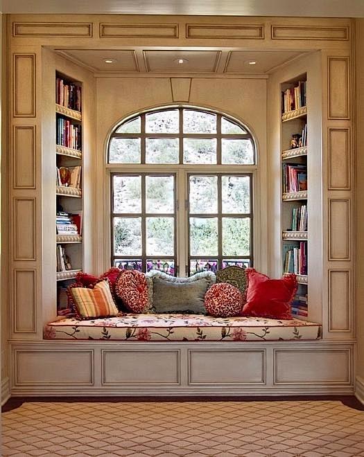 飘窗改造的复古书房。，飘窗，简约，复古，...