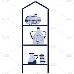 陶艺作坊，陶瓷，花瓶，花盆，室内装饰，人物，陶轮，餐具，插画，儿童爱好