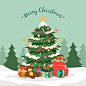 Colorful vintage christmas tree
