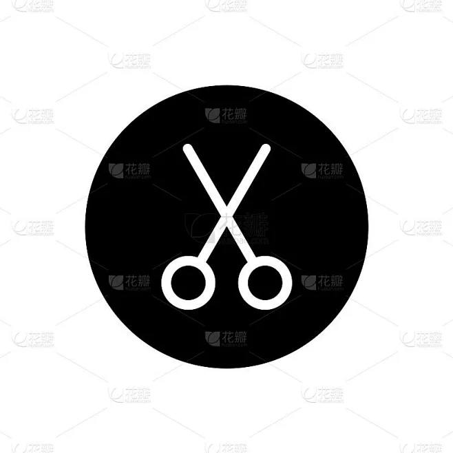 剪剪刀与圆形风格的图标素材-花瓣网
