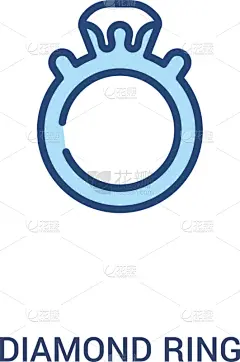 钻石戒指,计算机图标,概念,线条,极简构图,两个物体,白色,轮廓,闪亮的,黄金