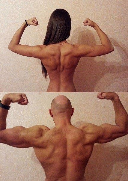 女汉子与男汉子背部肌肉的对比~