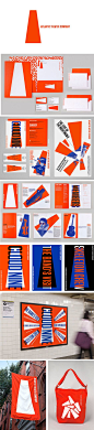 Pinned from https://pinterest.com/rothenhaeusler/best-of-corporate-design/ ·  Client: Atlantic Theater Company · Agency: Pentagram. Bold, energetic style through a limited colour scheme of fluro orange, blue and black. Use of flat shapes and imagery acros