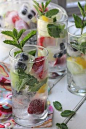 Vodka and Lime Spritzer with Fruit Ice Cubes