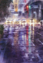 夜色水彩画