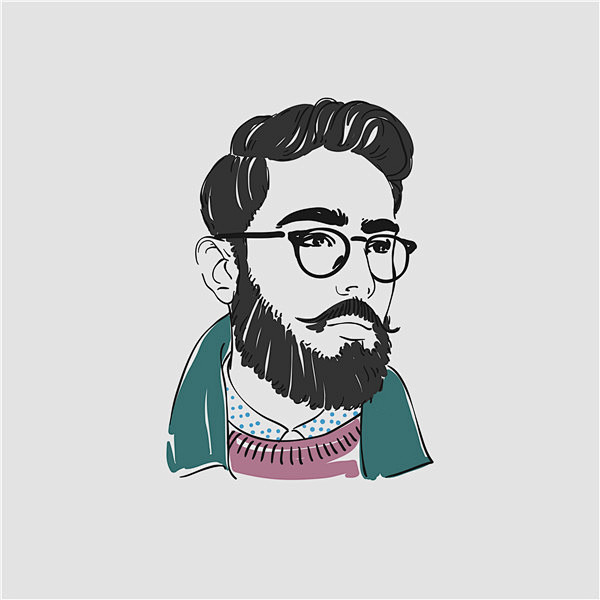 手绘人物头像英俊的年轻人外国人矢量素材合集