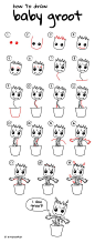 How to draw Baby Groot. Easy drawing, step by step, perfect for kids! Let's draw kids. http://letsdrawkids.com/: 