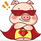 超人猪 卡通猪 小猪 手绘猪