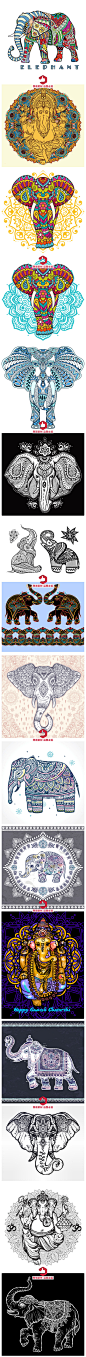 印度大象图腾佛教瑜伽传统花纹插画挂毯矢量设计素材-淘宝网