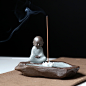 香插 陶瓷 中式家居摆件 小和尚禅意莲花非礼勿动香插裂纹 礼盒装-淘宝网