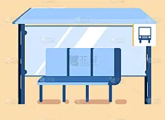 公交车站空无一人，方便等候公共交通工具