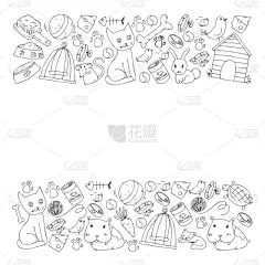 狗,动物,宠物商店,背景,小狗,绘画插图,鱼类,猫,矢量,小猫