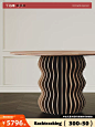 TIGO中古风实木圆餐桌家用小户型黑胡桃木餐桌椅组合法式复古餐桌-tmall.com天猫