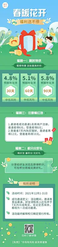 金融保险银行春季活动营销福利插画文章长图